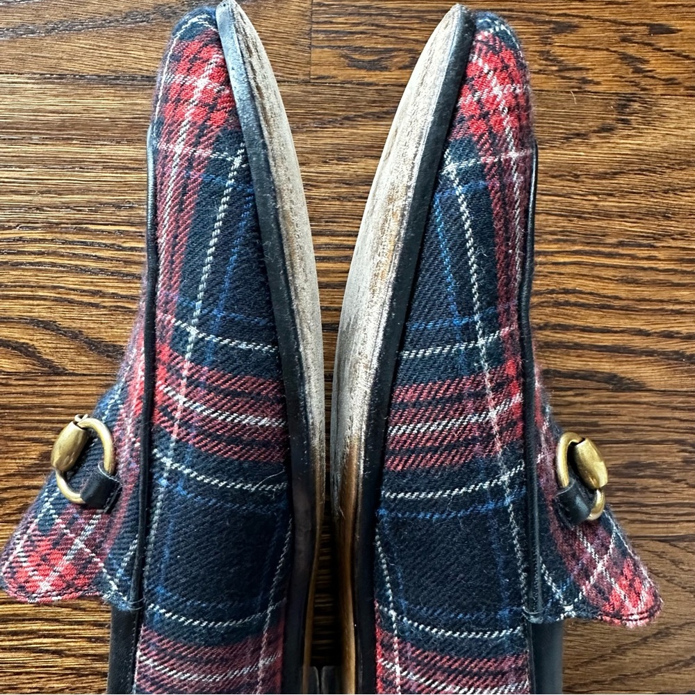 Authentic Men’s Gucci Jordaan Tartan Red & Blue Loafers - Picture 4 of 12